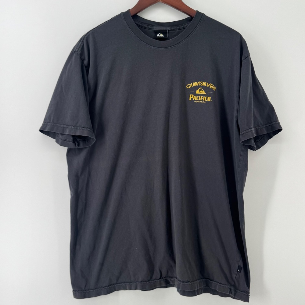 Quiksilver Pacifico Beer Graphic T-Shirt Mens XL Faded Black Surf Tee